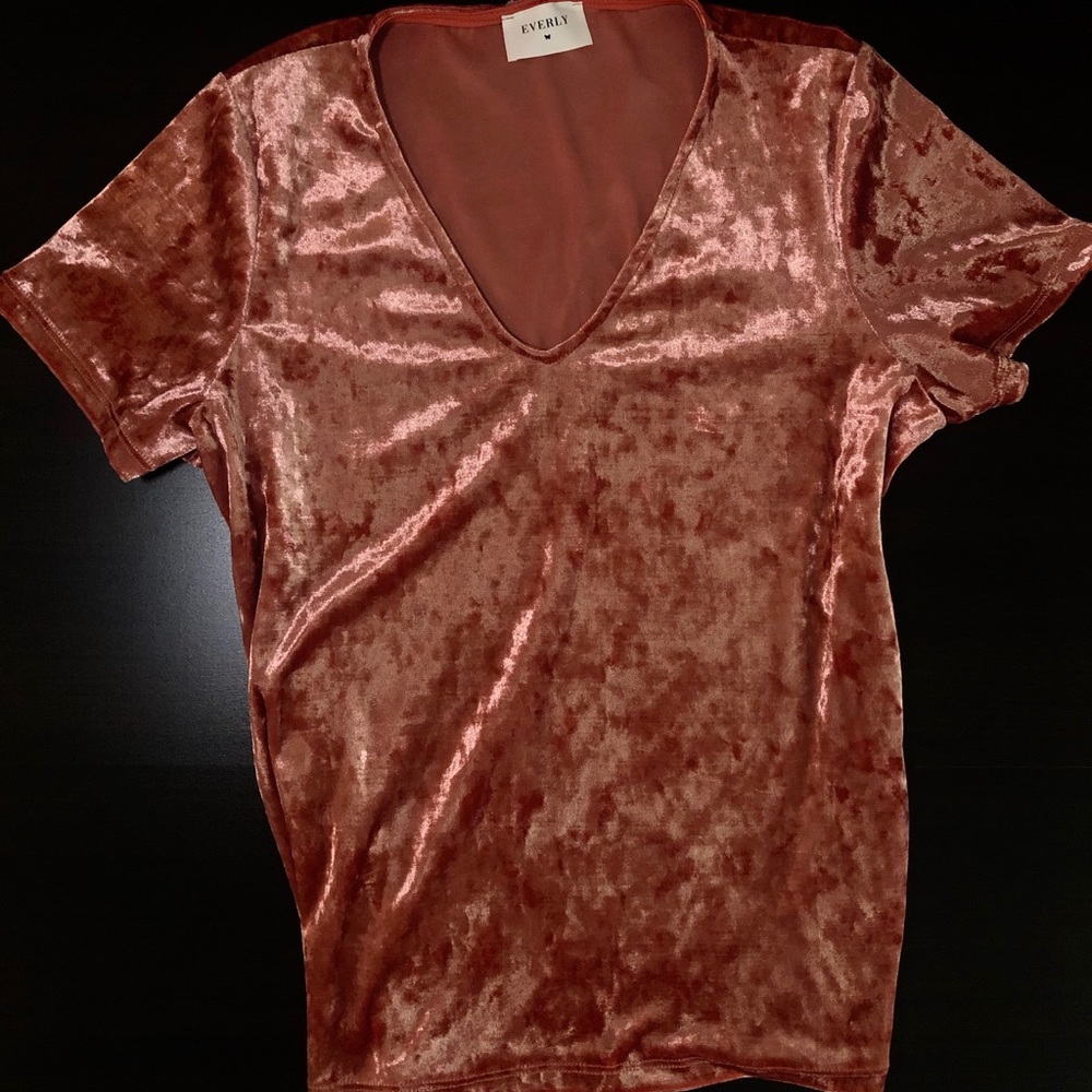 EVERLY pink crush velvet blouse.